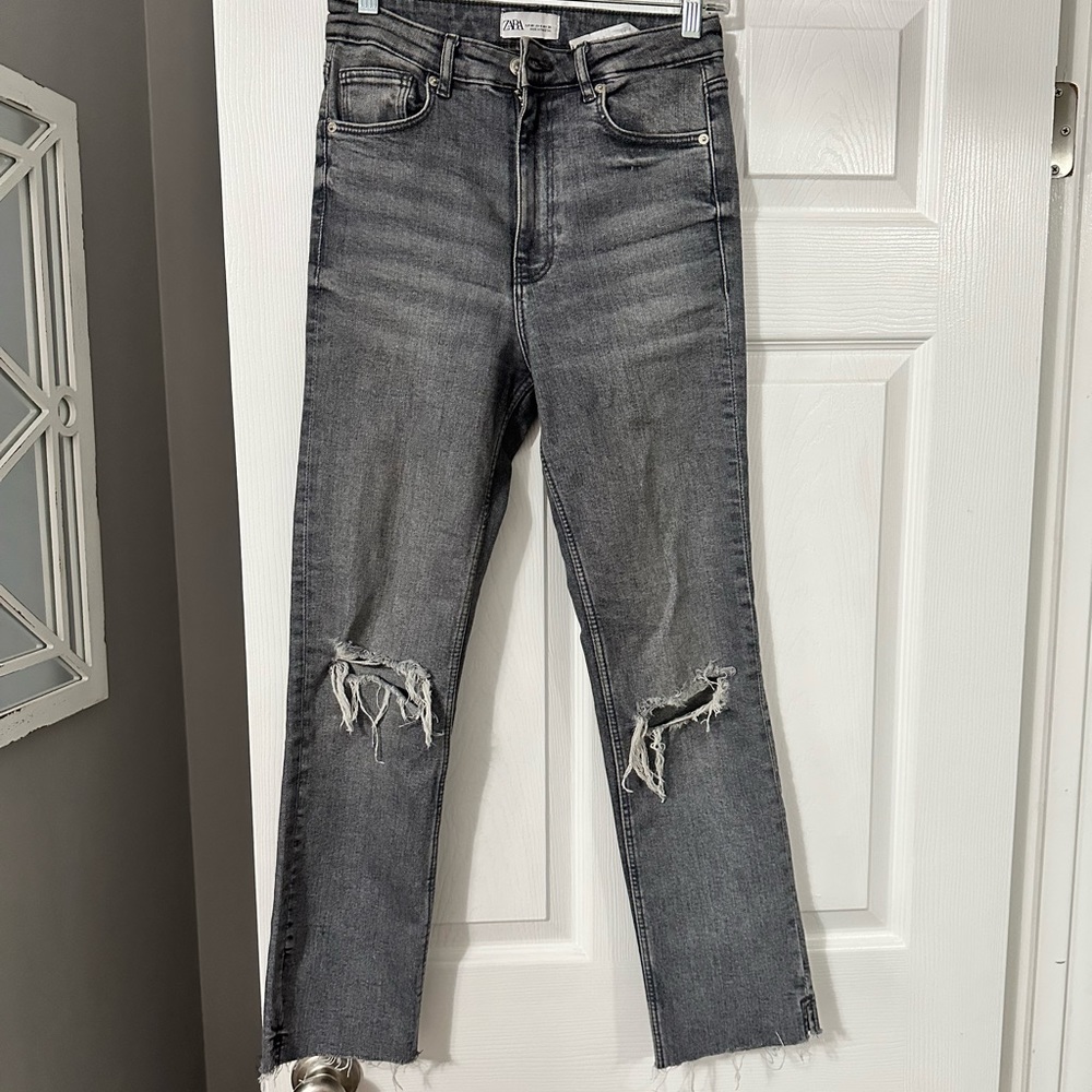 Zara hi rise slim fit split leg jeans